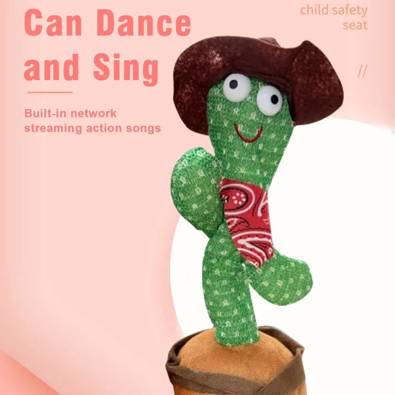Children's Electronic Dancing Cactus Sound Toy Phone Plush Shine Sing Talking 120 Songs Recording Birthday Party Christmas Gift - Qoraheyhub