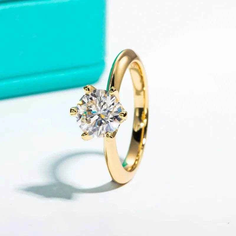 Yellow Gold Ring 3ct D Color Moissanite Engagement Rings For Women GRA Cer Customs Jewelry Wholesale