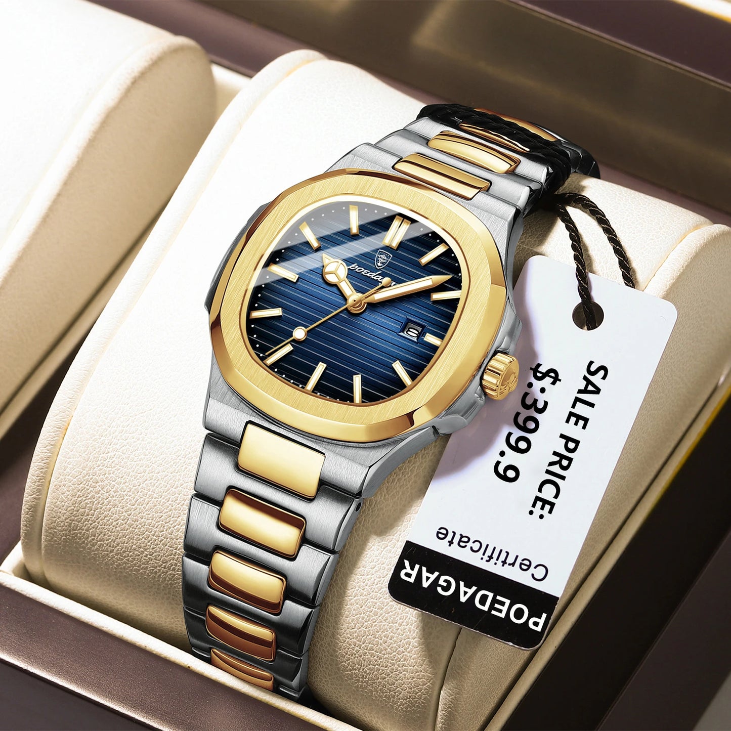 POEDAGAR Luxury Square Watch for Woman Waterproof Luminous Date Ladies Watch Stainless Steel Quartz Women's Watches Female Reloj - Qoraheyhub
