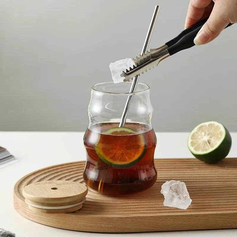 1/2pcs 500ml Glass Tumblers Cups With Straw Mason Jar Clear Juice Coffee Milk Cup With Bamboo Lids Drinkware Stripe Beer Mug