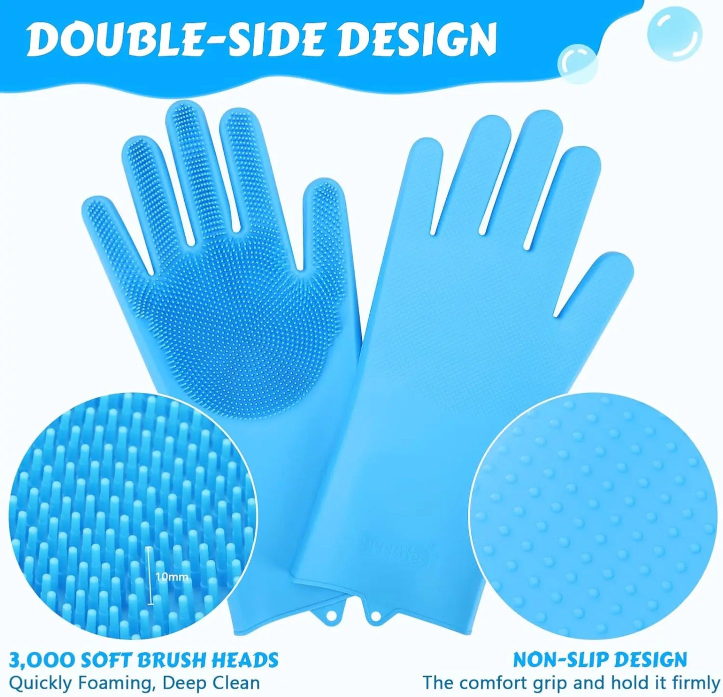 Pet Grooming Gloves Dog Cat Bathing Cleaning Glove Shampoo Scrubber Clean Soft Silicone Hair Removal Glove Hand Skin Protection - Qoraheyhub