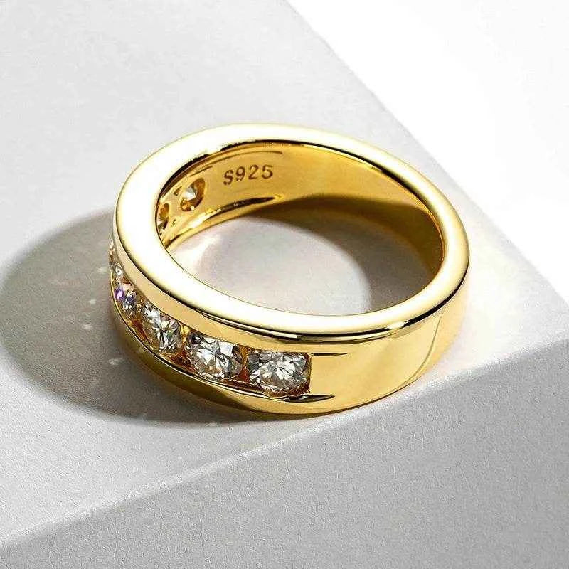 4mm All Moissanite Engagement Man Rings 925 Sterling Silver Plated Lab Created Diamond Wedding Band