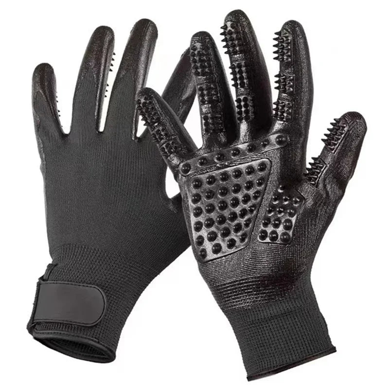One Pair Hair Grooming Glove For Pet Dog Cat Bathing Silicone Massage Brush Dipping Gumming Rubber Gloves Dog Deshedding Comb - Qoraheyhub