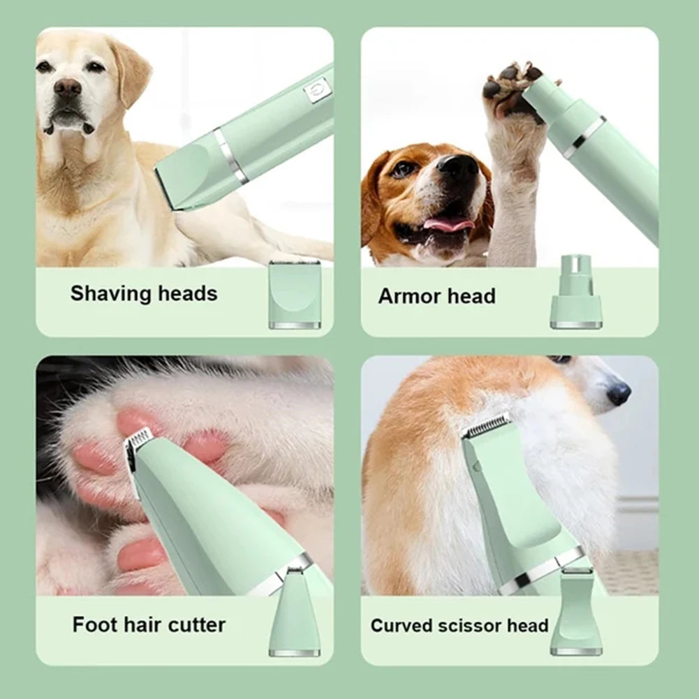 Professional 4-in-1 Electric Pet Grooming Tool Set Dog Hair Clippers USB Rechargeable Pets Haircut Trimmer Shaver Cats Supplies - Qoraheyhub