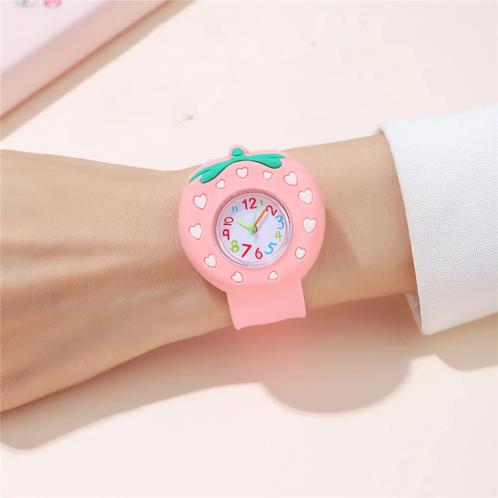 Individual Pink Red strawberry Dial Cute Style Kid Watches Children Wristwatch 2 Color - Qoraheyhub