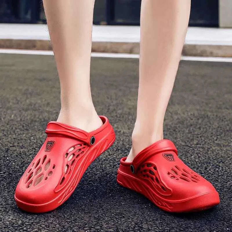 Unisex Beach Sandals Light Weight Hollow Slippers Summer Quick Dry Flat Classical Men Women Clogs Plus Size 36-49