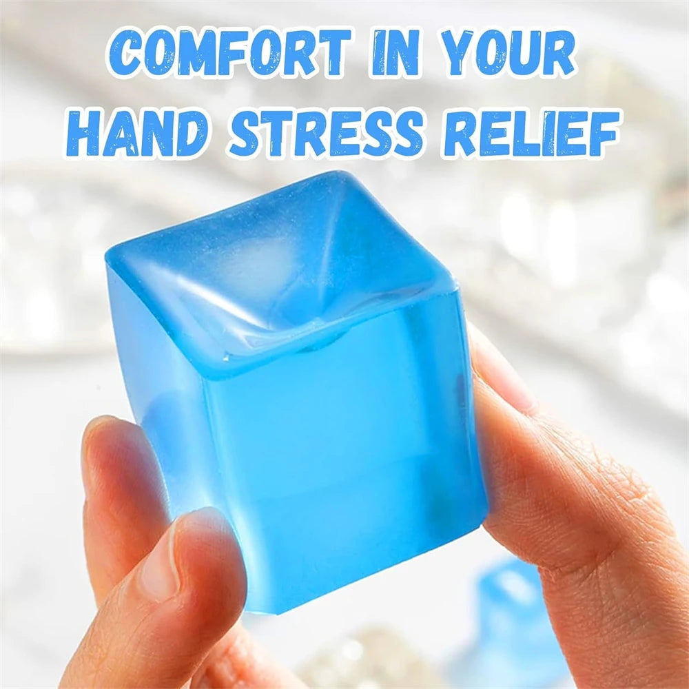 1/3/5/10 PCS Fidget Toy Mini Squishy Toys Ice Block Stress Ball Toy Kawaii Transparent Cube Square Stress Relief Squeeze Toy - Qoraheyhub