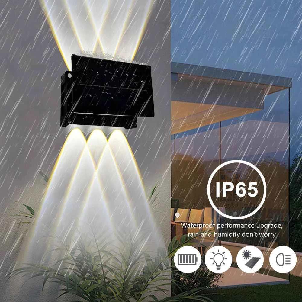 Outdoor Solar Wall Light 4/6LED IP65 Waterproof Fench Lamp Deck Decorative Spotlight Warm Light for Backyard Yard Garage Garden