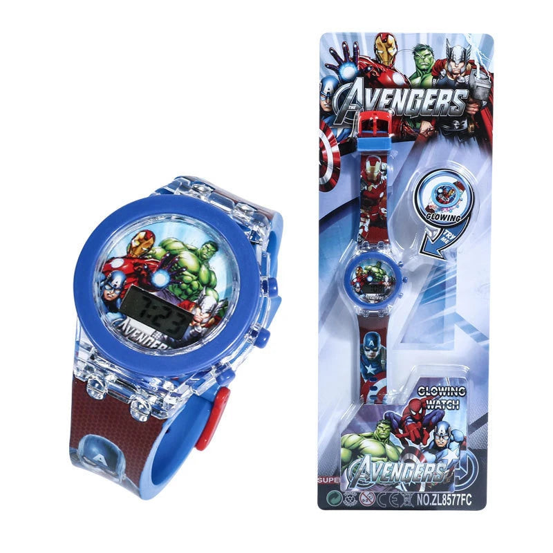 Flash Light Spiderman Kids Watches For Boys Cartoon shark Mickey Children Watch Girls Student Digital Clock Gifts Toy - Qoraheyhub