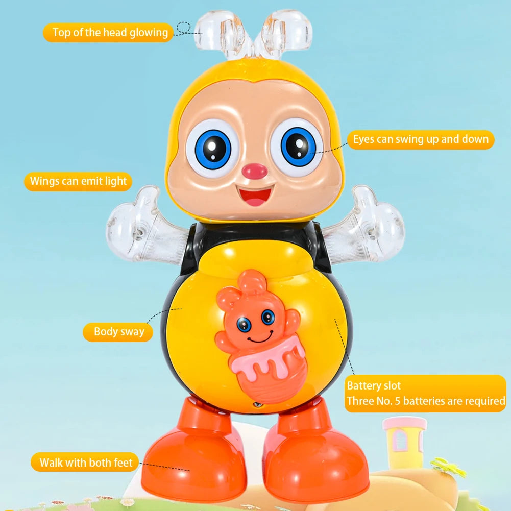 Vocal Toy Cartoon Bee Electric Toys With Sound Flash Lighting Sing Dance for Girls Boys Children Electronic Pets Music Toy Gifts - Qoraheyhub