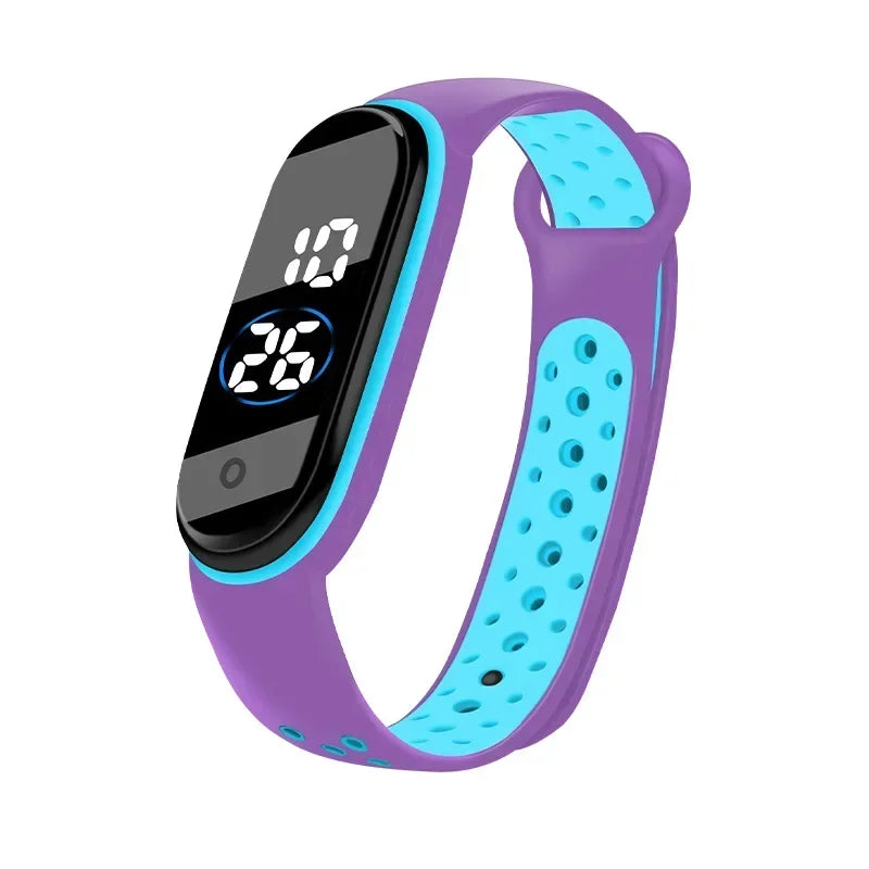 New Fashion Simple Sports Watch for Kids Children Waterproof Led Digital Watch Silicone Strap Teen Double Tone Color WristWatch - Qoraheyhub