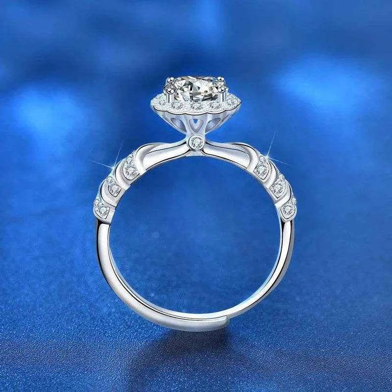 XJA008 Lefei Fashion Luxury Classic Diamondset Color D Moissanite Adjustable Mermaid Princess Ring Women Silver 925 Jewelry Gift