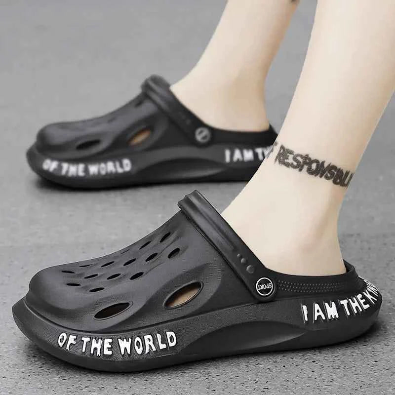 New Summer Fashion Black Men's Clogs Soft Comfortable Platform Sandals Men Plus Size 48 Beach Sandals Male sandalias de playa
