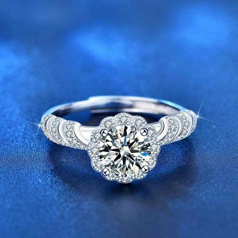 XJA008 Lefei Fashion Luxury Classic Diamondset Color D Moissanite Adjustable Mermaid Princess Ring Women Silver 925 Jewelry Gift