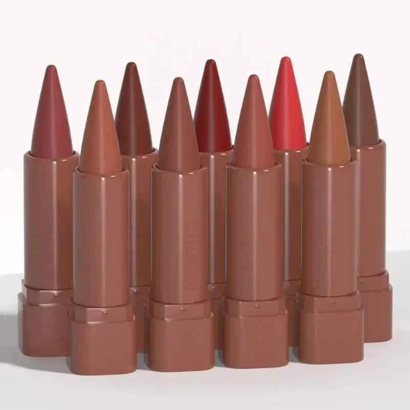 9 Colors Gradient Lip Liner Matte Black Brown Velvet Lipstick Waterproof Non Sticky Contouring Tint Lipliner Crayon Lip Makeup