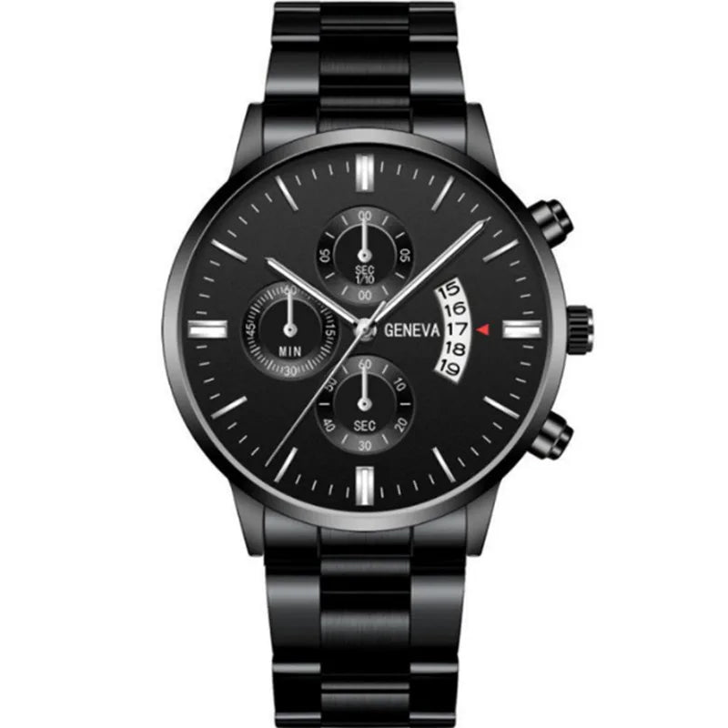 Fashion Men Stainless Steel Watch Luxury Calendar Quartz Wrist Watch Mens Business Watches for Man Clock Montre Homme - Qoraheyhub