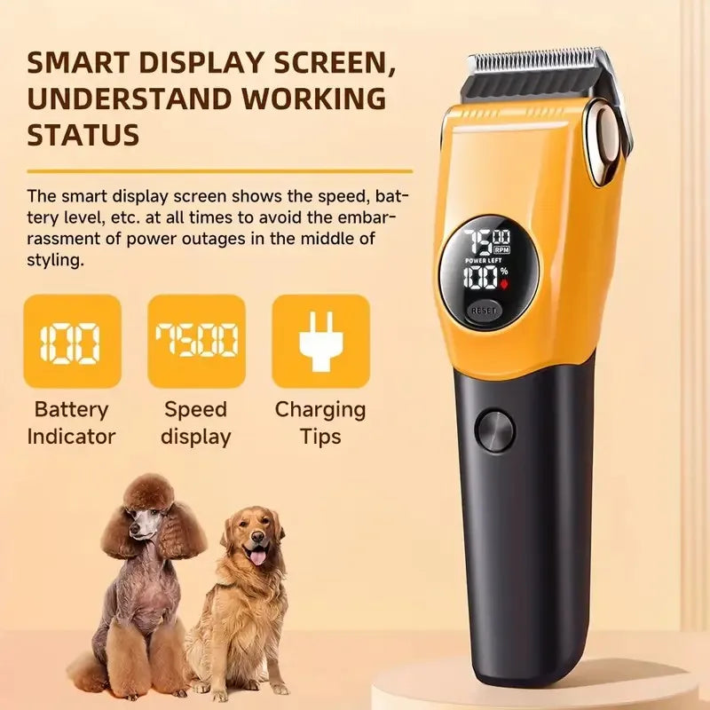 Pet Clipper Professional Dog Hair Trimmer Cat Grooming Shaver 7500/min LED suitable for large, medium, and small pets Trimmers - Qoraheyhub