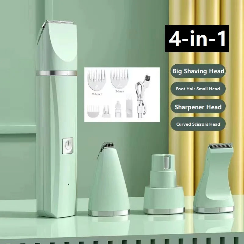 Professional 4-in-1 Electric Pet Grooming Tool Set Dog Hair Clippers USB Rechargeable Pets Haircut Trimmer Shaver Cats Supplies - Qoraheyhub