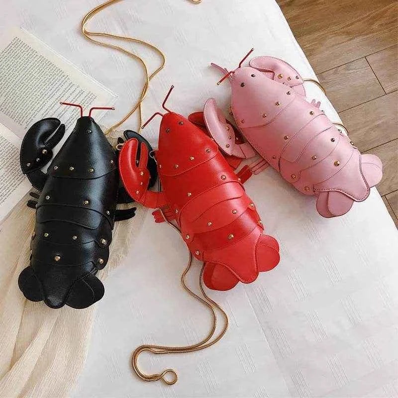 Cute Fashion Lobster Style Crossbody Mini Bag Pu Leather Girl's Chain Purses and Handbags Women Shoulder Bag Clutch Bag 2021