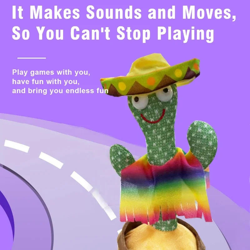Children's Electronic Dancing Cactus Sound Toy Phone Plush Shine Sing Talking 120 Songs Recording Birthday Party Christmas Gift - Qoraheyhub