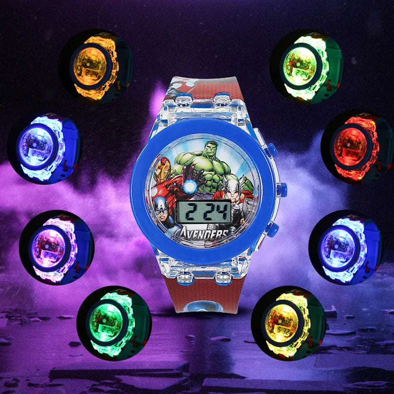 Flash Light Spiderman Kids Watches For Boys Cartoon shark Mickey Children Watch Girls Student Digital Clock Gifts Toy - Qoraheyhub