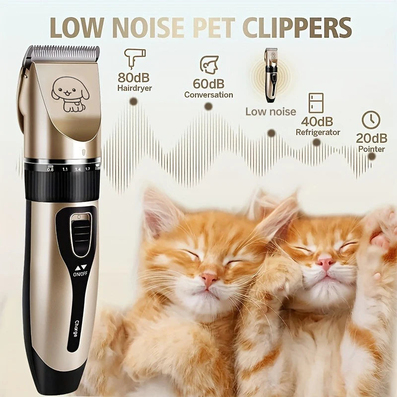 Pet Hair Trimmer Kit Electric Precision Clippers Perfect for Professional Grooming at Home, Ideal for Dogs and Cats - Qoraheyhub