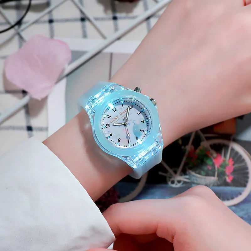 New Sport Kid Watches For Girls Boys Gift Personality Clock Easy Read Children Silicone Flash Quartz Wristwatches Reloj Infantil - Qoraheyhub