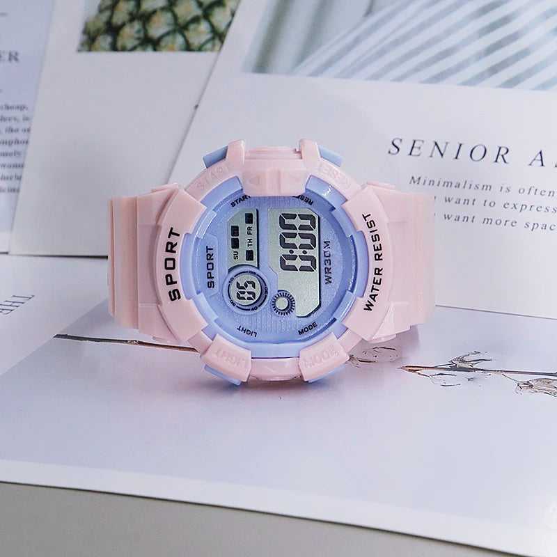 YIKAZE Kids Watches Fashion Luminous Waterproof Alarm Clock Watches Boys and Girls Student Smart Electronic Watch Gift - Qoraheyhub