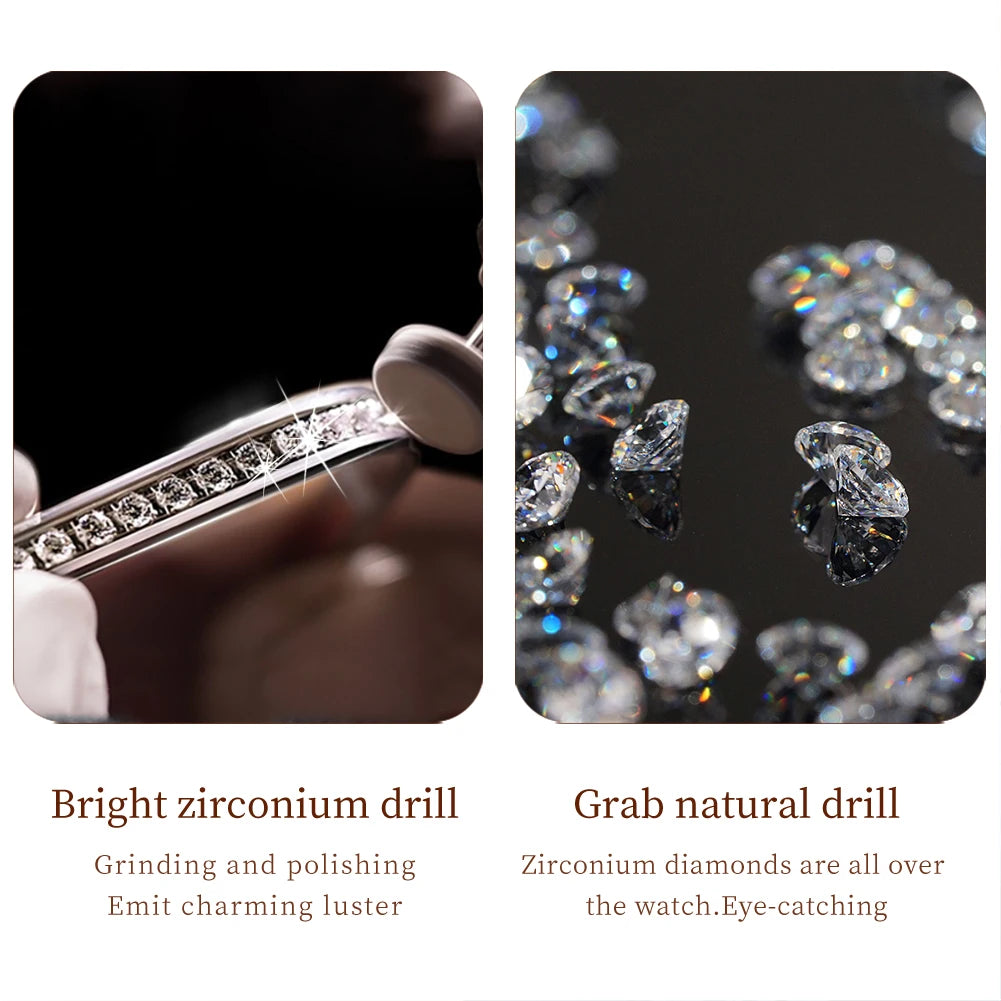 OLEVS Original Diamond Watch for Women Fashion Elegant Stainless Steel Waterproof Quartz Wristwatch Luxury Ladies Dress Watches - Qoraheyhub
