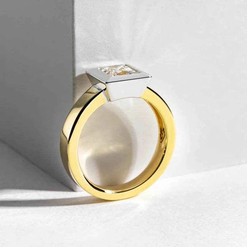 1.2 Carat D Color Moissanite 925 Sterling Silver Woman Ring Yellow Color Engagement Wedding Fine Jewelry