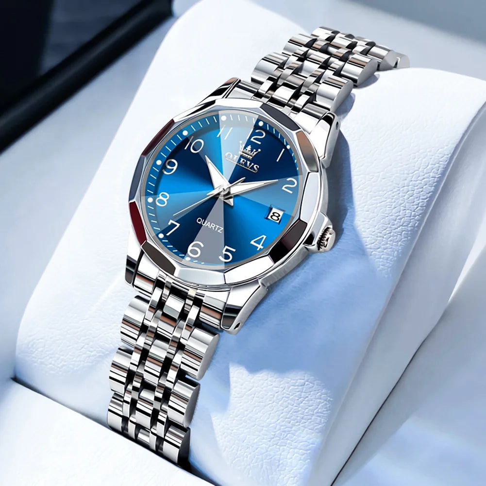 OLEVS 9931 Elegant Fashion Women's Watches Luxury Brand Original Quartz Watch for Lady Waterproof Stainless Steel Luminous Date - Qoraheyhub