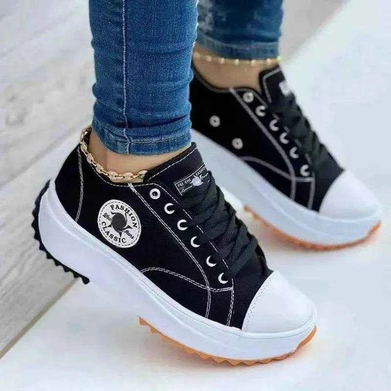 2025 New Women Pattern Canvas Sneakers Women Casual Shoes Women Sneakers Shoes Flat Lace-Up Zapatillas Mujer Chaussure Femme