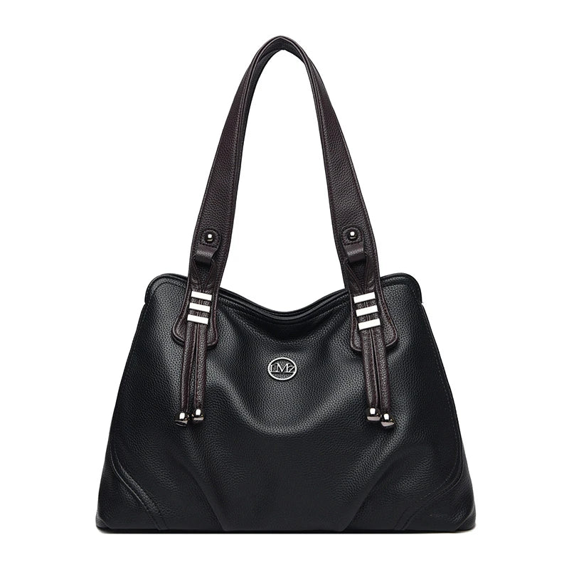 High Quality Soft Leather Handbags for Women Vintage Shoulder Tote Bag Luxury Designer Ladies Large Capacity Top-Handle Bags Sac