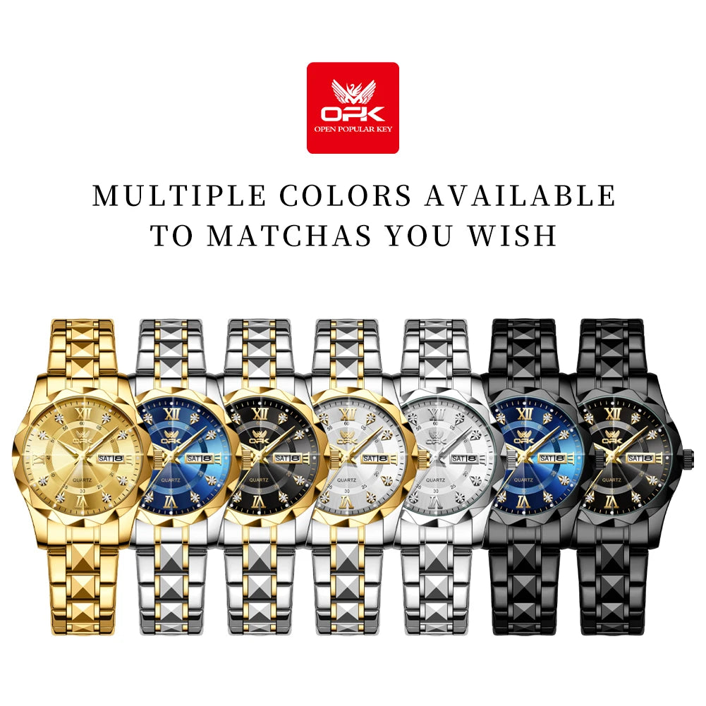 OPK Women Watches 6023L Elegant Fashion Original Quartz Watch for Lady Waterproof Stainless Steel Strap Small Dial Luminous Date - Qoraheyhub