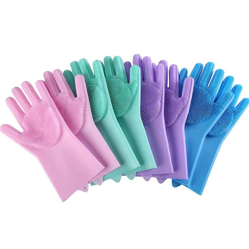 Pet Grooming Gloves Dog Cat Bathing Cleaning Glove Shampoo Scrubber Clean Soft Silicone Hair Removal Glove Hand Skin Protection - Qoraheyhub