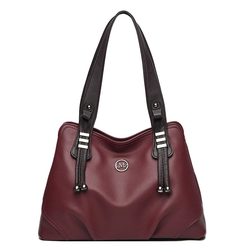 High Quality Soft Leather Handbags for Women Vintage Shoulder Tote Bag Luxury Designer Ladies Large Capacity Top-Handle Bags Sac