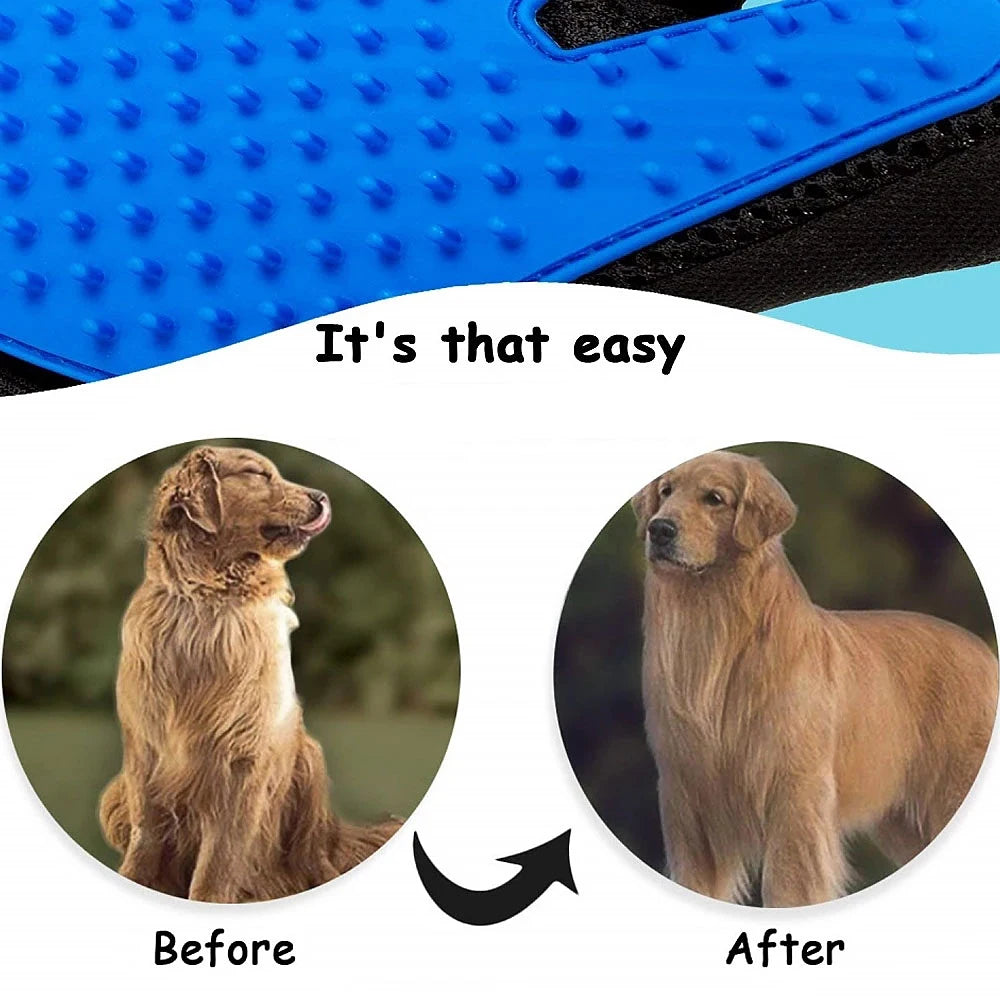 Pet Hair Remover Gloves Cat Dog Massage Bathing Cleaning Grooming Supplies Silicone Hair Sticking Removal Brush - Qoraheyhub