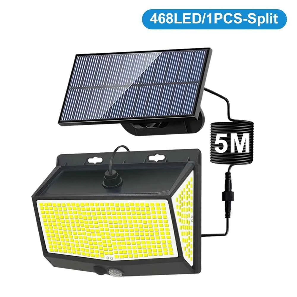 Outdoor 368/468 LED Solar Wall Light Motion Sensor Lights 3 Lighting Modes Solar Powered Garden Lights For Garden Lighting