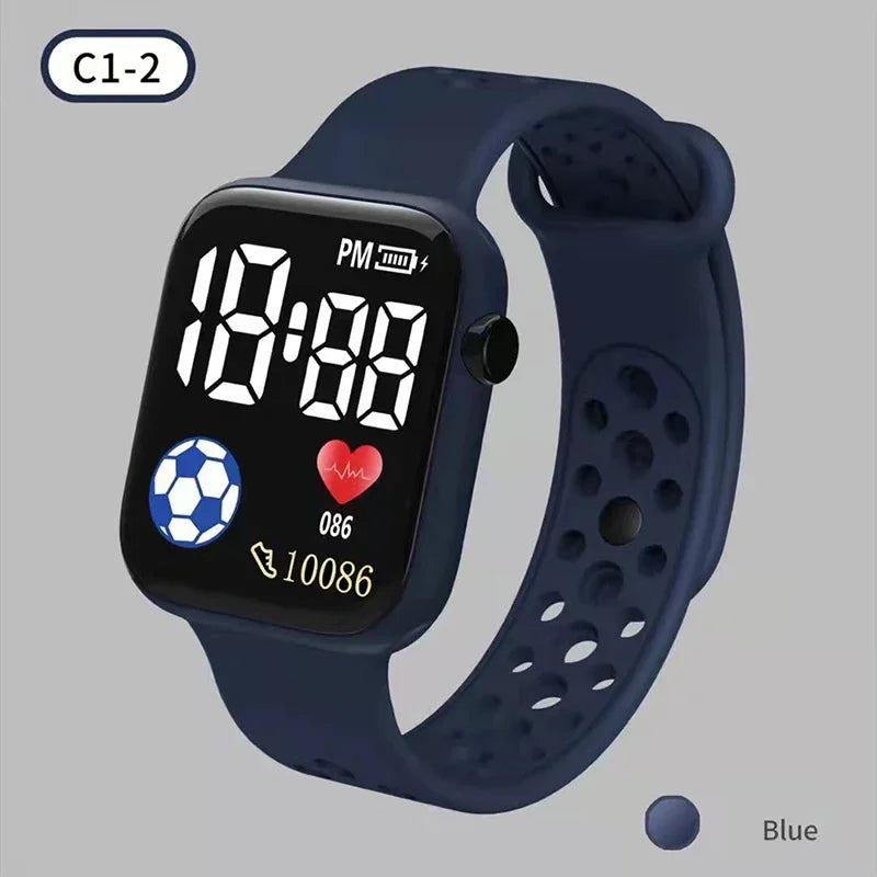 2024 LED Digital Watch For Kids Boys Girls Football Sports Watches Silicone Digital Watch Casual Childrens Electronic Wristwatch - Qoraheyhub