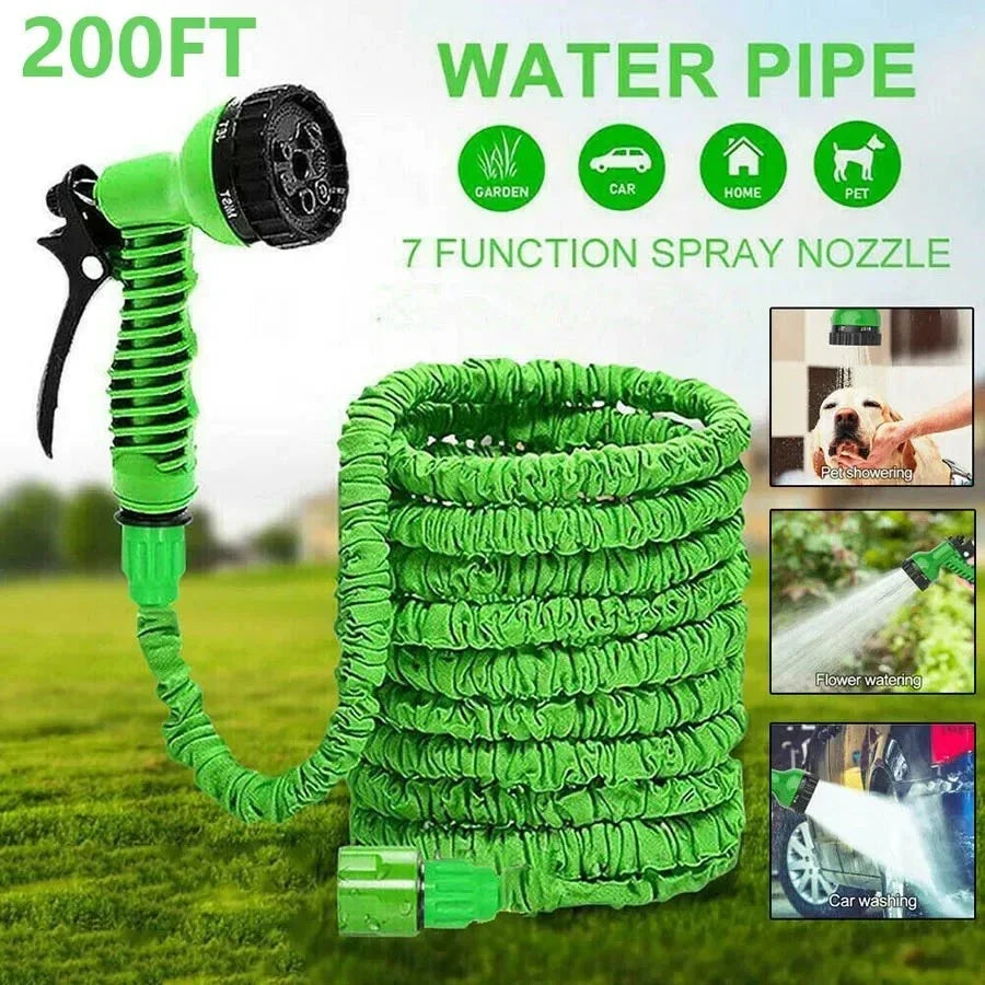Extendable Garden Hose, High-Pressure Car Wash with 7 Spraying Functions, Home Garden Watering Hose for Multiple Uses,Water Gun