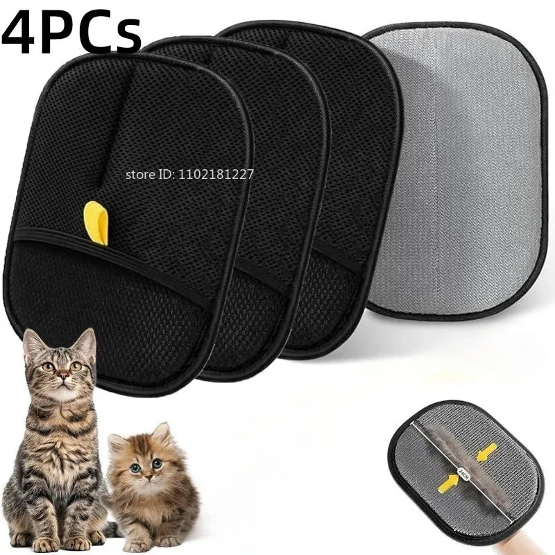 Pet Hair Removal Set Tool Reusable Static Removal Gloves Double-Sided Grooming Gloves Remove Dog Cat Fur Hair for Carpets Sofa - Qoraheyhub