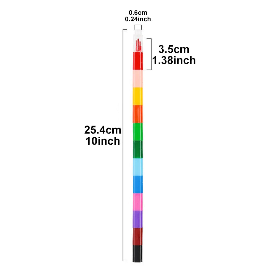 6pcs 12 Colors Building Block Crayons Children Graffiti Pens Drawing Painting Stationery Suit for School Students Gifts for Kids - Qoraheyhub