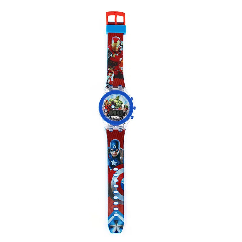 Flash Light Spiderman Kids Watches For Boys Cartoon shark Mickey Children Watch Girls Student Digital Clock Gifts Toy - Qoraheyhub