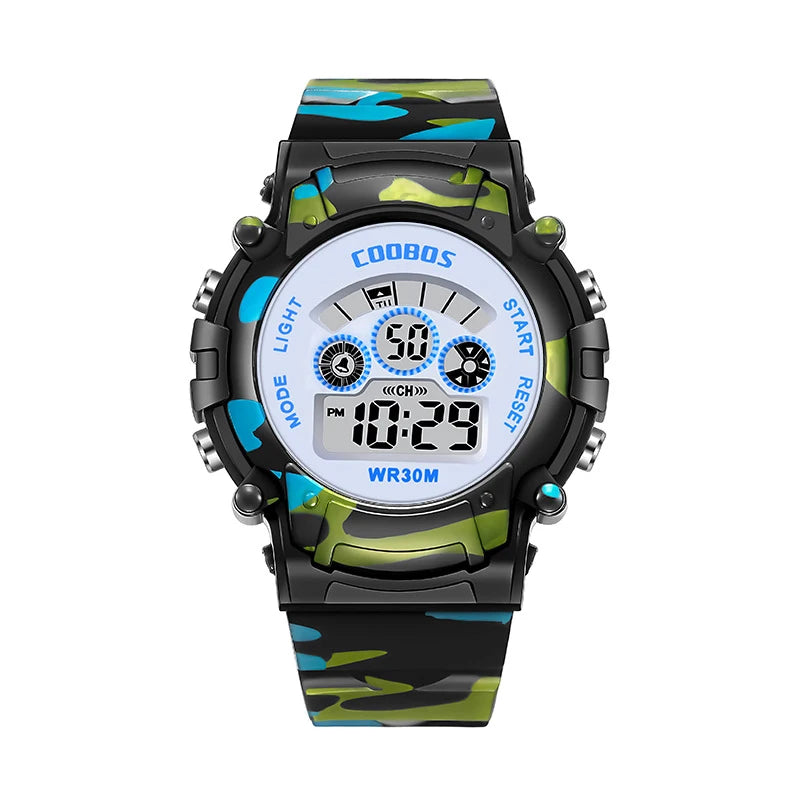 Military Sports Children Watch Colorful Back-light LED Digital Watch Luminous Waterproof Electronic Watch for kids Boys girls - Qoraheyhub
