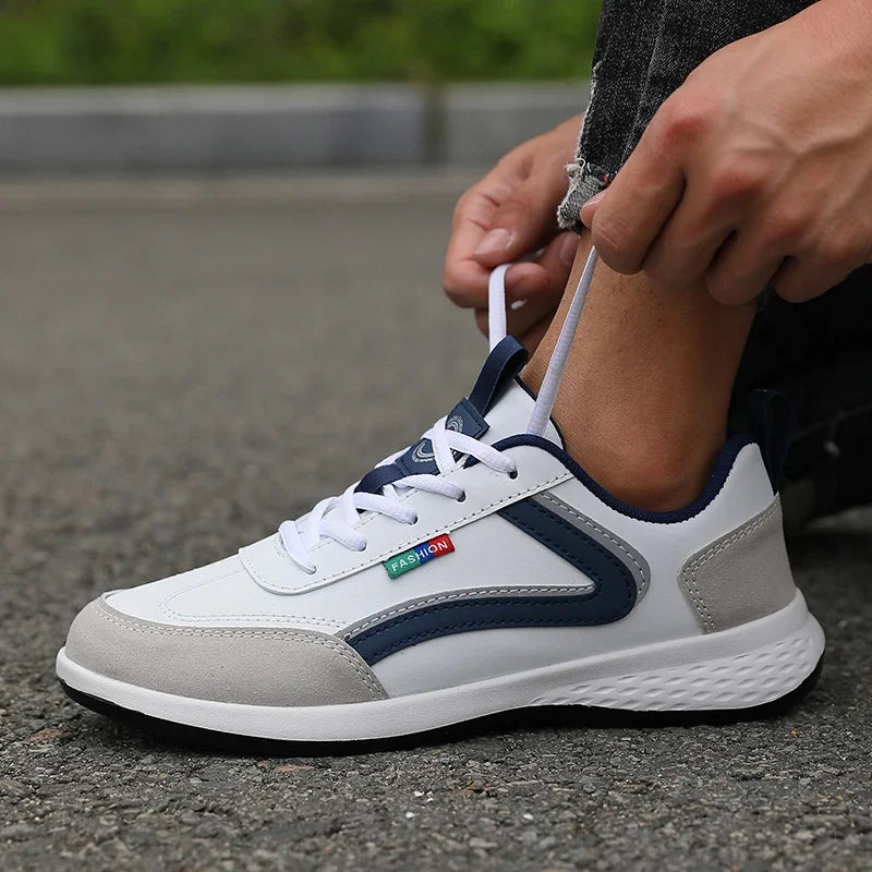 New Lightweight Men Casual pu Leather Sneakers Outdoor Men Walking Shoe 2025 Soft Bottom Non Slip Lace up Durable Shoes for Mens