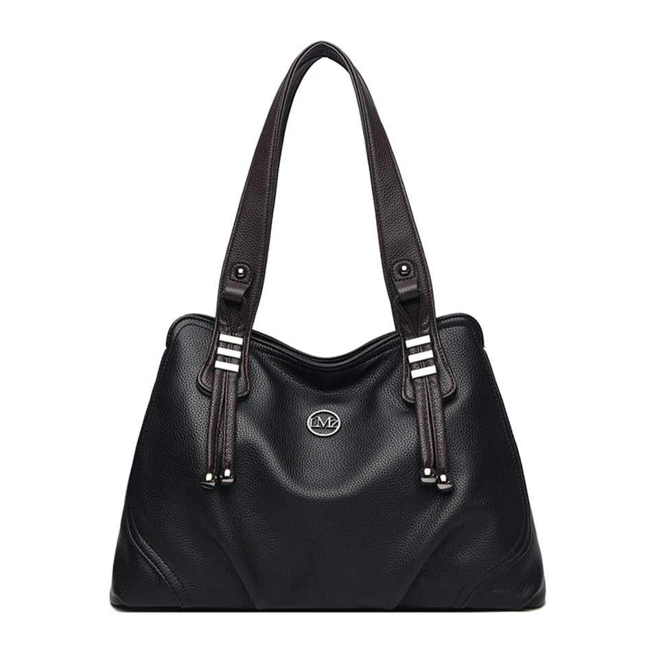 High Quality Soft Leather Handbags for Women Vintage Shoulder Tote Bag Luxury Designer Ladies Large Capacity Top-Handle Bags Sac