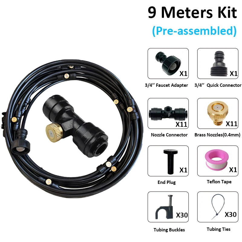 6/9/12/15/18m Outdoor Cooling Patio Misting System Fan Cooler Water Mist Gardenhouse Spray Hot fog misting system