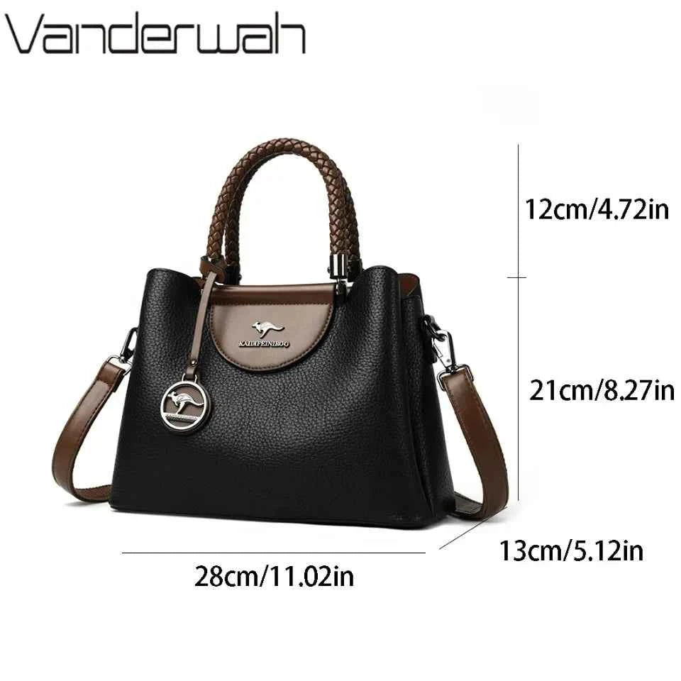 VANDERWAH 3 Layer Design Women's Handbags Luxury Designer Shoulder Crossbody Bags High Quality PU Leather Ladies Casual Tote Bag