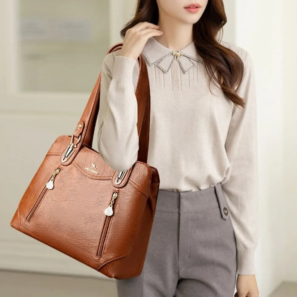 Genuine Brand Bark Pattern Leather Casual Tote A4 Large Luxury Handbags Women Bags Designer Shoulder Hand Bags for Women