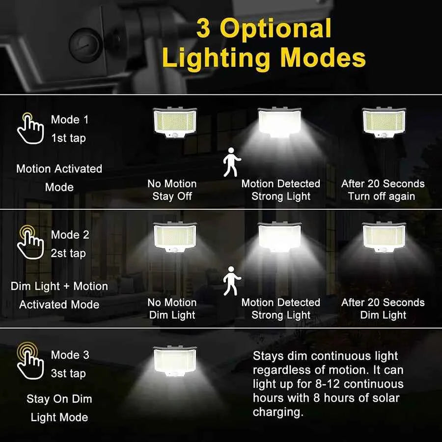 200/238 LED Solar lights motion sensor outdoor waterproof security lights Super Bright spotlight wall lamp for Garden Garage